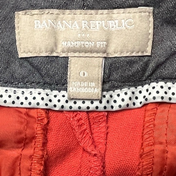Banana Republic Shorts 0 Orange Hampton Fit Flat Front Chino Modern Preppy Beach - Picture 6 of 12